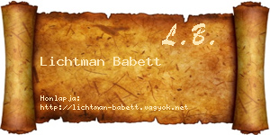 Lichtman Babett névjegykártya